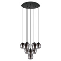 98654 Подвес ARISCANI, 1х40W (E27), ?200, H1100, сталь, черный /дымчатое стекло, черный-прозрачный