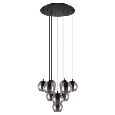 98654 Подвес ARISCANI, 1х40W (E27), ?200, H1100, сталь, черный /дымчатое стекло, черный-прозрачный