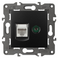 ЭРА 14-3110-05 Elegance Антрацит Розетка двойная RJ45+TV
