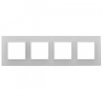 Эра Elegance Рамка для розеток и выключателей 14-5104-01 на 4 поста, стекло, белый+белый
