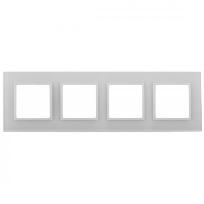 Эра Elegance Рамка для розеток и выключателей 14-5104-01 на 4 поста, стекло, белый+белый