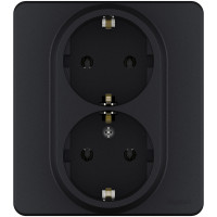 Legrand Розетка двойная с заземлением - Legrand Inspiria - без шторок в сборе 16А 250В винтовые зажимы - антрацит, 673753