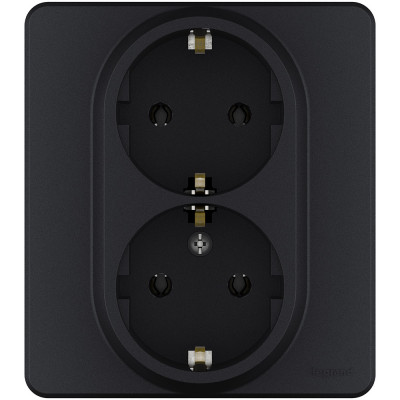 Legrand Розетка двойная с заземлением - Legrand Inspiria - без шторок в сборе 16А 250В винтовые зажимы - антрацит, 673753
