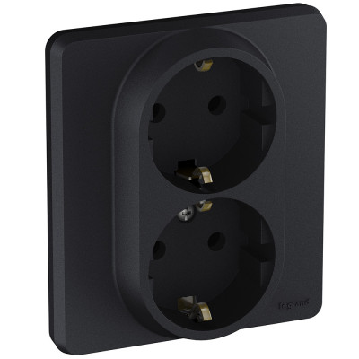 Legrand Розетка двойная с заземлением - Legrand Inspiria - без шторок в сборе 16А 250В винтовые зажимы - антрацит, 673753