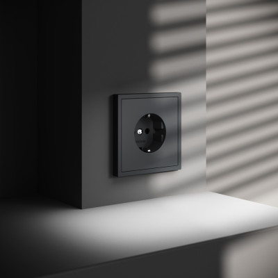 Розетка встраиваемая VOLTUM S70 с заземлением 16А, (графит), VLS040107