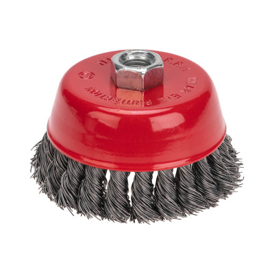 Щетка чашечная для УШМ, крученая стальная проволока, 100мм, М14 KRANZ, KR-91-1234