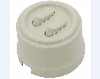 Bironi Выключатель 2-кл., пластик, цвет Слоновая кость (клавишный), B1-222-211