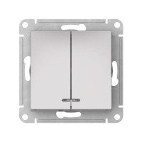 ATN000353S - ATLASDESIGN 2-клавишный ВЫКЛЮЧАТЕЛЬ с подсветкой, сх.5а, 10АХ, мех., быстрозажим. клем., АЛЮМИНИЙ, Systeme Electric