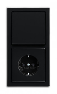 ABB Блок: Выключатель 1-клавишный с розеткой 2к+з, цвет - антрацит, серия Future Linear