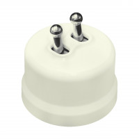 Bironi Кнопка (двухтумблерная), пластик, цвет Слоновая кость, Серебро, B1-232-211-S-PB