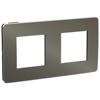 рамка 2-постовая, НИКЕЛЬ/антрацит