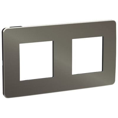 рамка 2-постовая, НИКЕЛЬ/антрацит