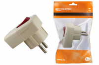 Вилка угловая с/з с выключателем белая 16А 250В TDM Electric, SQ1806-0009