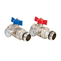 Шаровые краны с термометром для коллектора (комплект 2 штуки), MC.312.06