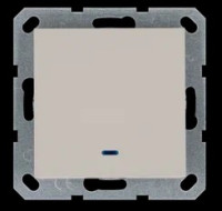 Выключатель одноклавишный проходной со светодиодом 10A 250V~ с накладкой, цвет Тауп, G3012NT, Jasmart Electric