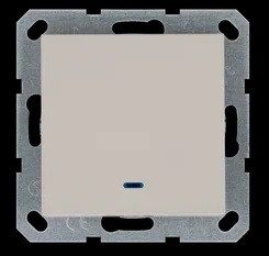 Выключатель одноклавишный проходной со светодиодом 10A 250V~ с накладкой, цвет Тауп, G3012NT, Jasmart Electric