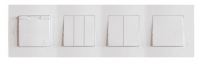 Legrand Блок на 4 поста: выключатель 1-клавишный, 2-клавишный, 3-клавишный, розетка с крышкой, цвет - белый, серия Etika