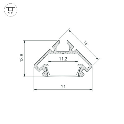 Профиль PDS45-LITE-2000 ANOD (Arlight, Алюминий), 023862