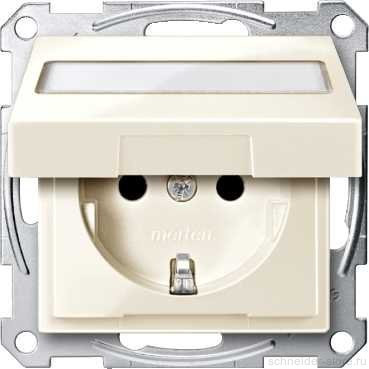 SM Розетка c замком, со шторк. и крышкой 2К+З 16А 250В~, активно-бел.