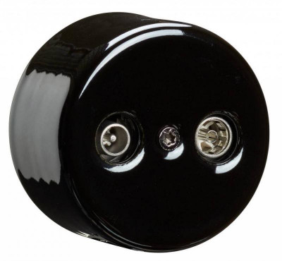 Fontini Do Розетка ТV/FM/SAT 2 гнезда одинарная о/п, черный фарфор