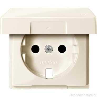 SM Накладка со шторк. и крышк. для розетки 2К+З 16А 250В~, беж. блест.