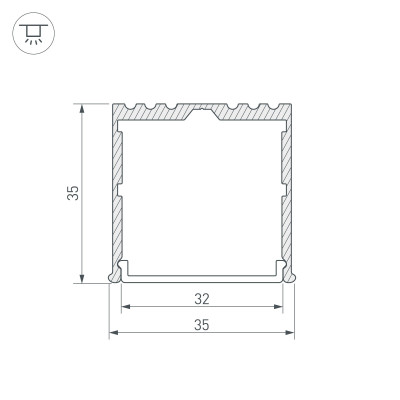 Профиль ARH-POWER-W35-3000 ANOD (Arlight, Алюминий), 036136