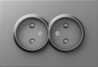 Donel A07 сталь накладка для розетки 2-й без заземления, со шторками 16A 250 В~,серия DB, DE22637