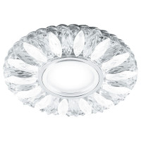 Светильник потолочный встраиваемый со светодиодной подсветкой 15LED*2835 SMD 4000K, MR16 50W G5.3, прозрачный-матовый, хром, CD917 с драйвером в компл, Feron 29536