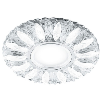 Светильник потолочный встраиваемый со светодиодной подсветкой 15LED*2835 SMD 4000K, MR16 50W G5.3, прозрачный-матовый, хром, CD917 с драйвером в компл, Feron 29536