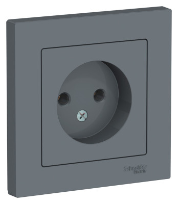 ATN000740 - ATLASDESIGN РОЗЕТКА без заземления без шторок, 16А, в сборе, ГРИФЕЛЬ, Systeme Electric