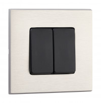 Fede Выключатель 2-клавишный, Цвет черный - BRUSHED Nickel, серия Soho Fede Выключатель 2-клавишный, Цвет черный - BRUSHED Nickel, серия Soho