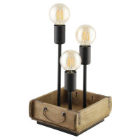 43594 Настольная лампа WOOTTON, 3Х40W, E27, L220, B220, H370, сталь/дерево, черный/коричневый