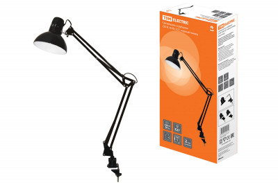 Светильник струбцина 220В, 40Вт, E27 черный глянец TDM Electric, SQ0337-0029