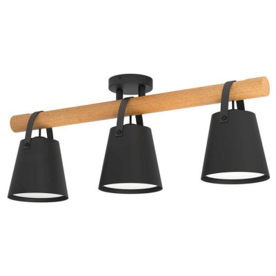 43635 Потолочный светильник BOYLE, 3Х10W, E27, L780, B170, H300, сталь/дерево/пластик