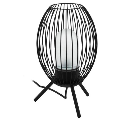 Eglo 900123 Уличная настольная лампа FUSIGNANO, E27, 1X28W, IP44, H410, ?265, нержавеющая сталь, черный/стекло с гравировкой, белый