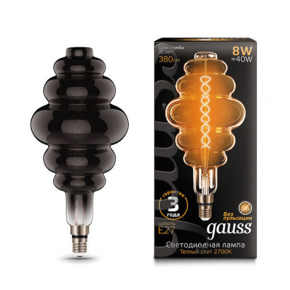 Лампа Gauss Filament Honeycomb 8W 380lm 2700К Е27 gray flexible LED 1/6, 159802008