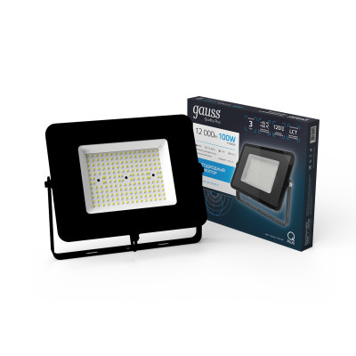 Прожектор Gauss Qplus 100W 12000lm 6500K 175-265V IP65 черный LED 1/4, 613511100