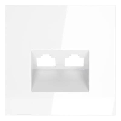 Накладка для розетки компьютерной двойной RJ45+RJ45 кат.6, S70 (белый глянцевый), VLS001401