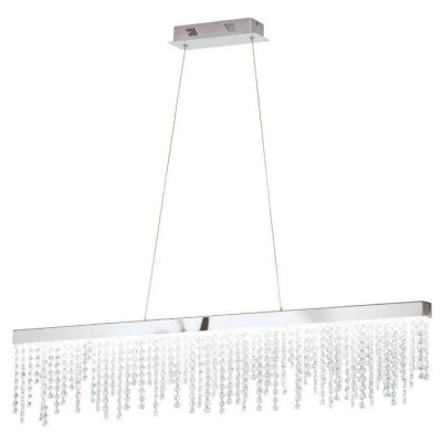 39284 Светодиод. подвес ANTELAO с димм., 32W(LED), 1150х90, H1500, сталь, хром/хрусталь, прозрачный