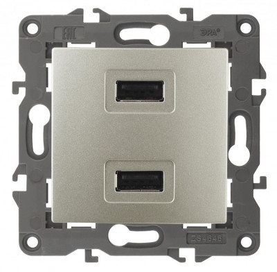 ЭРА Б0034371 Elegance Шампань Розетка USB 2-ая