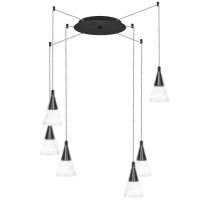 Lightstar 757067 (MD7938-6A ) Люстра CONE 6х40W GU10 ЧЕРНЫЙ МАТОВ/ПРОЗРАЧНО-МАТОВЫЙ (в комплекте)