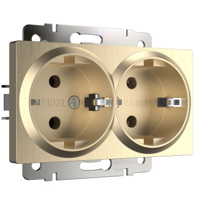 Werkel W1172010/ Розетка двойная с заземлением (шампань рифленый), a051432