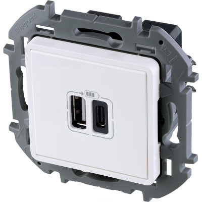 Legrand Зарядное устройство USB тип А+С - Legrand Inspiria - 3000мА 5В - белый, 673760