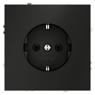 Розетка встраиваемая VOLTUM S70 с заземлением 16А, (черный матовый), VLS040108