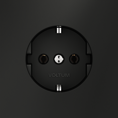 Розетка встраиваемая VOLTUM S70 с заземлением 16А, (черный матовый), VLS040108