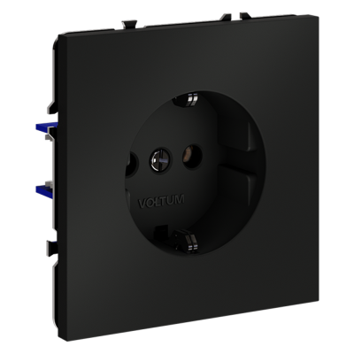 Розетка встраиваемая VOLTUM S70 с заземлением 16А, (черный матовый), VLS040108