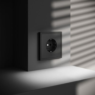 Розетка встраиваемая VOLTUM S70 с заземлением 16А, (черный матовый), VLS040108