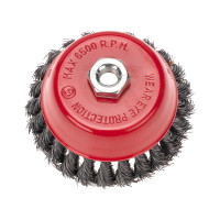 Щетка чашечная для УШМ, крученая стальная проволока, 125мм, М14 KRANZ, KR-91-1235