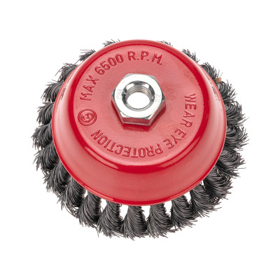 Щетка чашечная для УШМ, крученая стальная проволока, 125мм, М14 KRANZ, KR-91-1235