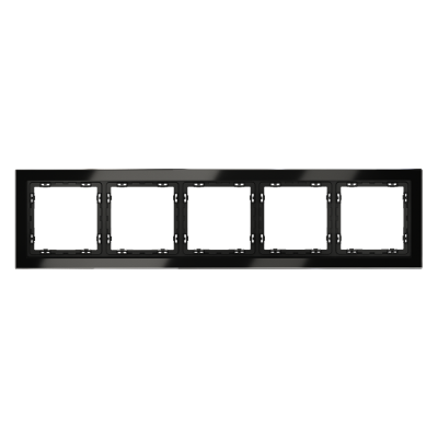 Рамка стеклянная VOLTUM S70 на 5 постов, (черный,стекло), VLS110508